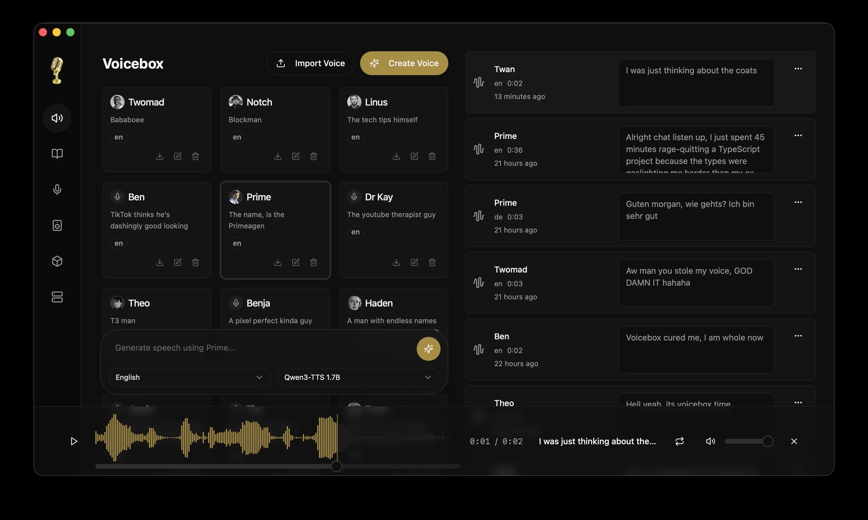 Voicebox Application Screenshot